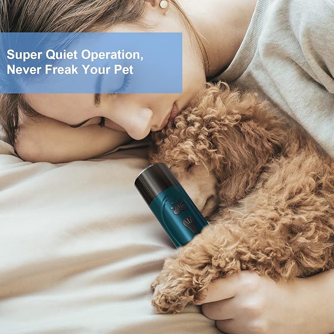 Dog Nail Grinder, Dog Nail Trimmers and Clippers Kit, Super Quiet Electric Pet Nail Grinder, Rechargeable, for Small Large Dogs & Cats Toenail & Claw Grooming,3 Speeds, 2 Grinding Wheels (A-Dark Blue) - PAWPICO