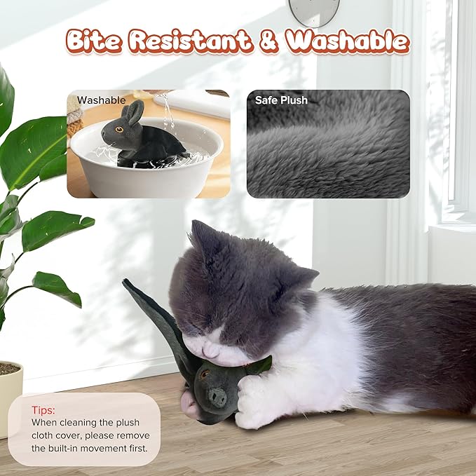 Cat Toys Intelligent Flapping Bat, Hanging Interactive Cat Toys for Indoor Cats Chase Exercise, Suitable for Cat Teaser Stick, Vivid Chirping, 3 Modes, Rechargeable - PAWPICO