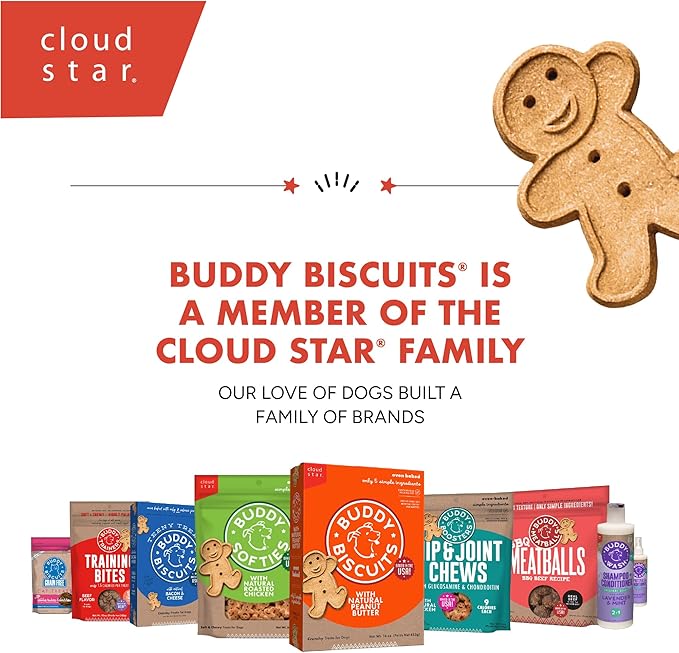 Buddy Biscuit Softies 5 oz Pouch, Grain-Free Soft & Chewy, Natural Peanut Butter Flavor Dog Treats, Oven Baked in the USA - PAWPICO