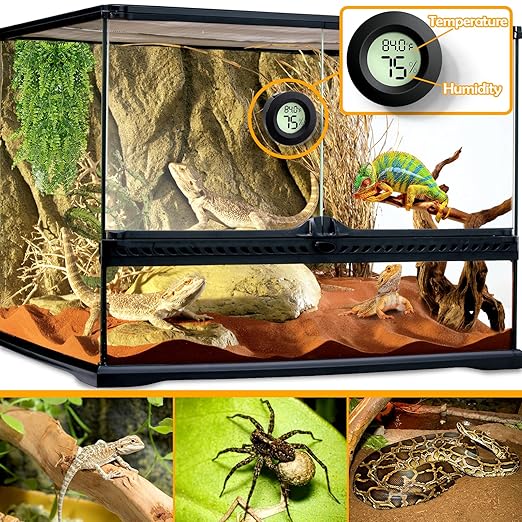 Reptile Tank Accessories, 2 PCS Reptile Thermometer and Humidity Gauge for Bearded Dragon, Jumping Spider, Leopard Gecko, Hermit Crab, Gecko, Ball Python, Lizard BSRESIN