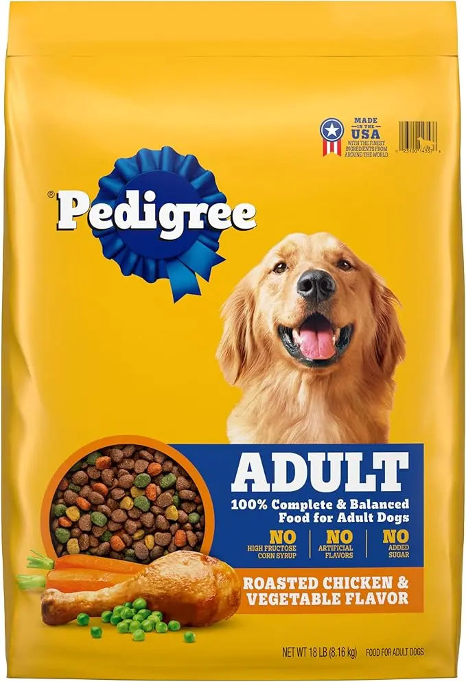 Pedigree Complete Nutrition Adult Dry Dog Food, Roasted Chicken & Vegetable Flavor,18 lb. Bag - PAWPICO