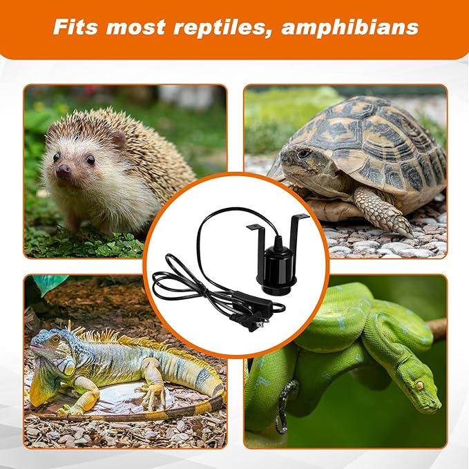 VIHOSE 4 Pcs Reptile Ceramic Heat Lamp Holder Pet Heater Bracket Reptile Light Fixture Heat Lamp Fixture for Heat Lamp Bulb Amphibian Pet Terrariums Habitat Lizard Tortoise, No Bulb Included (Black) VIHOSE