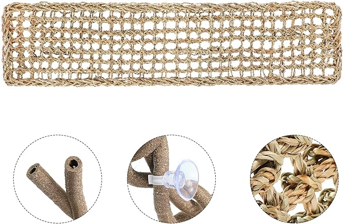 Reptile Lizard Habitat Accessories Include 29.52 x 7.08 Inch Lizard Hammock, Jungle Climber Vines Flexible Leaves Habitat Reptile Decor with Suction Cups for Bearded Dragons Iguanas and Other Reptiles Jetec