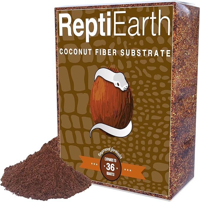 ReptiEarth Reptile Bedding, Fluffy Coconut Fiber Substrate 36 Quart Organic Coco Ready to Use for Bioactive Snake Terrarium, Lizard Tanks with Plants, for Frog, Tarantula or Hermit Crab Habitat ReptiChipPremiumSubstrate