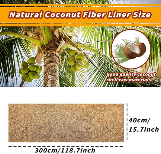 Hamiledyi Reptile Carpet Coconut Fiber Substrate Coco Liner Roll 118x15.7in Lizard Cage Mat Natural Coco Fiber Bedding for Bearded Dragon,Turtles,Iguana,Tortoise Pad Garden Decoration Hamiledyi