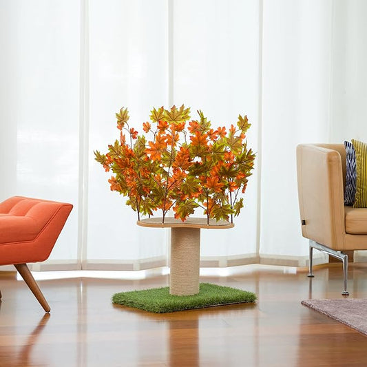 On2 Pets 2ft Interchangeable Leaves Kitty Tree with Scratching Post, Cat Activity Condo Made in USA with Love and Care - PAWPICO