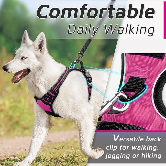 Eagloo Dog Harness Small Sized Dog, No Pull Service Vest with Reflective Strips and Control Handle, Adjustable and Comfortable for Easy Walking, No Choke Pet Harness with 2 Metal Rings, Rose Red, S GoExplorewithEagloo