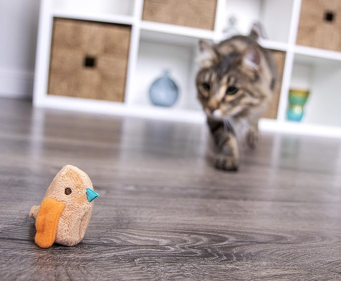 SmartyKat Chickadee Chirp Electronic Sound Cat Toy, Contains Catnip, Battery Powered - Light Brown, One Size - PAWPICO