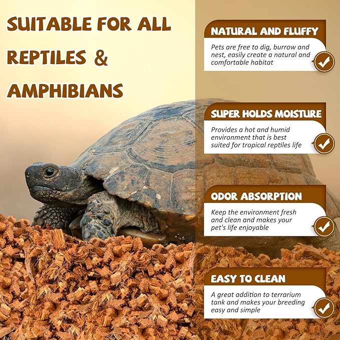 Legigo 2 Pack Coconut Chip Substrate for Reptiles, Natural Coco Husk Chip Reptiles Bedding, Compressed Coconut Chip Substrate for Snake, Tortoise, Ball Python, Gecko, Lizard Terrarium Tanks Legigo