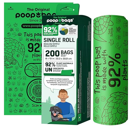 The Original PoopBags Compostable Waste Bags - 8x13, 200 Total Count - Supports Jane Goodall Institute - You Buy, We Donate, Green, 200OJ318 - PAWPICO