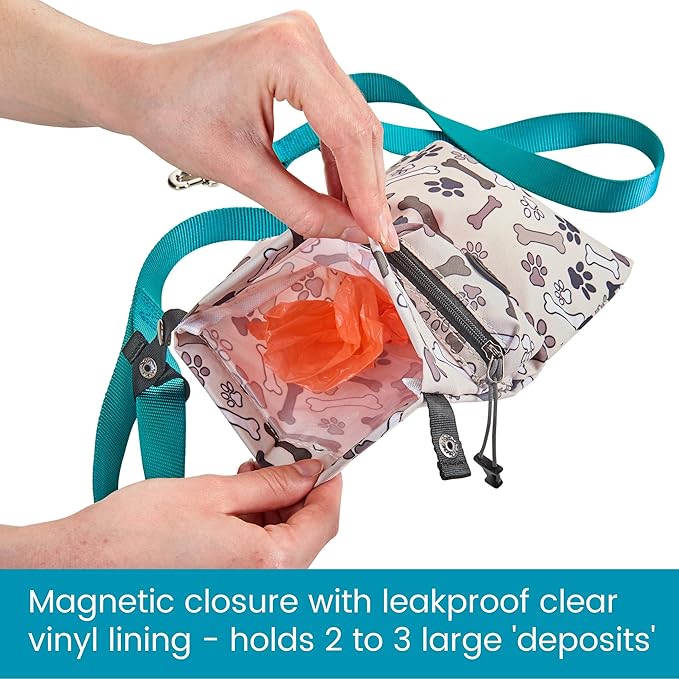 High Road Dog Waste Bag Holder for Used Bags with Poo Bag Dispenser, Odor Blocking Leakproof Liner and Reflective Band for Dog Walking and Hiking - PAWPICO