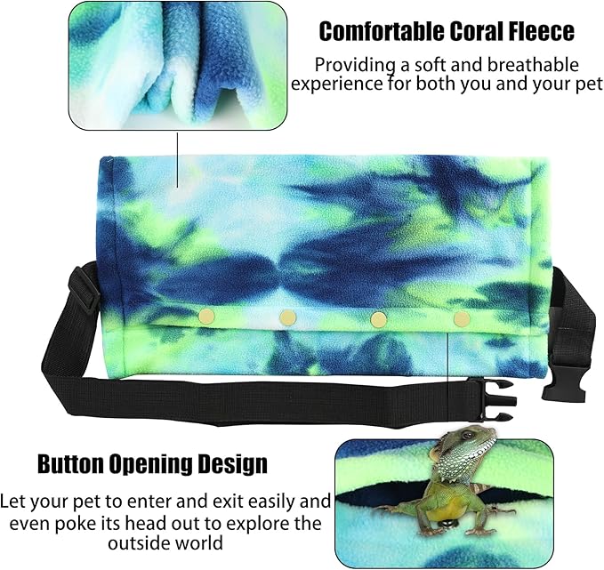Bearded Dragon Carrier and Leash Harness with Wings, Small Animal Sling Carrier and Reptile Carrier, Lizard Adjustable Harness and Sling Bag for Outdoor Travel Walking Rest Esmorah
