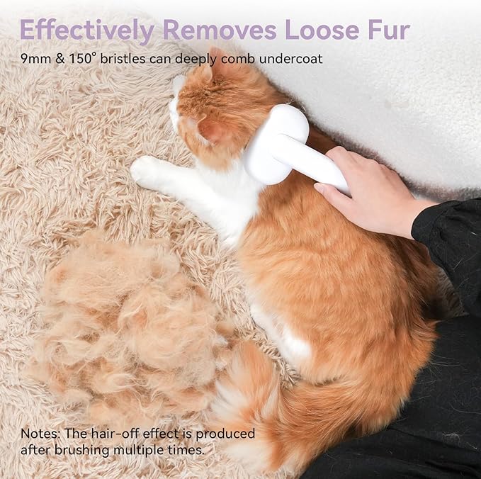 aumuca Cat and Dog Grooming Brush for Shedding, Removes Loose Fur from Long or Short Haired Pets - Ideal for Cats, Kittens, Rabbits, and More - Purple - PAWPICO