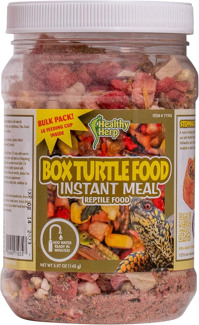 Box Turtle Food Instant Meal for Reptiles - Nutritious Turtle Food, Tortoise Habitat Accessories, Tortoise Food - Made in USA, Quick Prep - 5.07 oz (145g) HealthyHerp