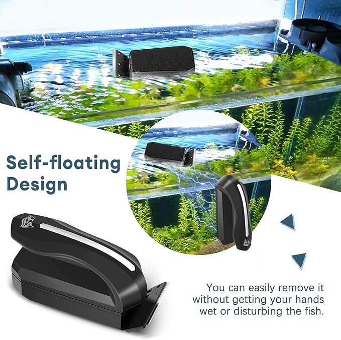 AQQA Aquarium Magnet Glass/Acrylic Cleaner,Fish Tank Cleaner Brush,Magnetic Algae Scrapers Cleaning Tools with 2 Detachable Scrapers,Floating Freshwater Saltwater (XL) AQQA