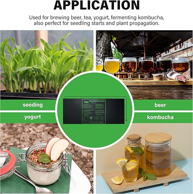 iPower GLHTMTCTRLHTMTL 48" x 20" Warm Hydroponic Seedling Heat Mat and Digital Thermostat Control Combo Set for Plant Germination, Black iPower