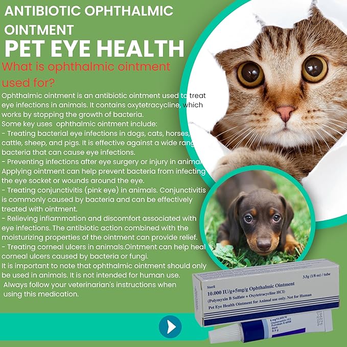 Pet Eye Health Ointment for Dogs, Cats, Cattle, Sheep, Horses, Birds and Puppies, Kittens 1/8 oz /3.5gr - 1 Tube PAWPICO