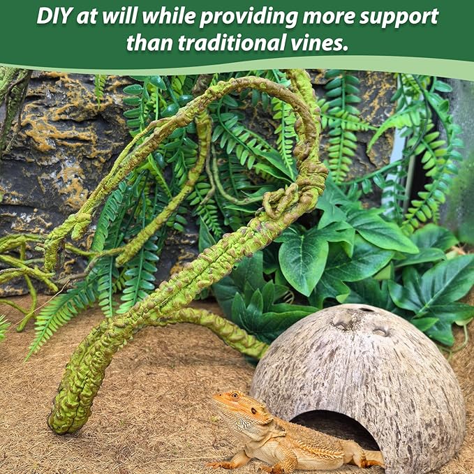 PINVNBY PIVBY Flexible Bend-A-Branch Jungle Vines Pet Habitat Decor Reptile Plants Terrarium for Lizard, Frogs, Snakes and More Reptiles Climbing (Fat: 43.31 x 0.79 Inch) PINVNBY