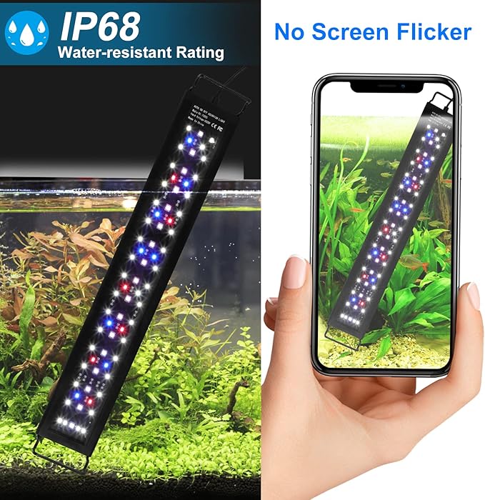 AMZBD Led Aquarium Light,Full Spectrum Aquarium Light,DIY & WRGB Color Temperature Adjustment,3 Timing Modes,Brightness Adjusted Fish Light,Expandable Bracket Aquarium Lamp for Fish Tank(24-30inch) AMZBD