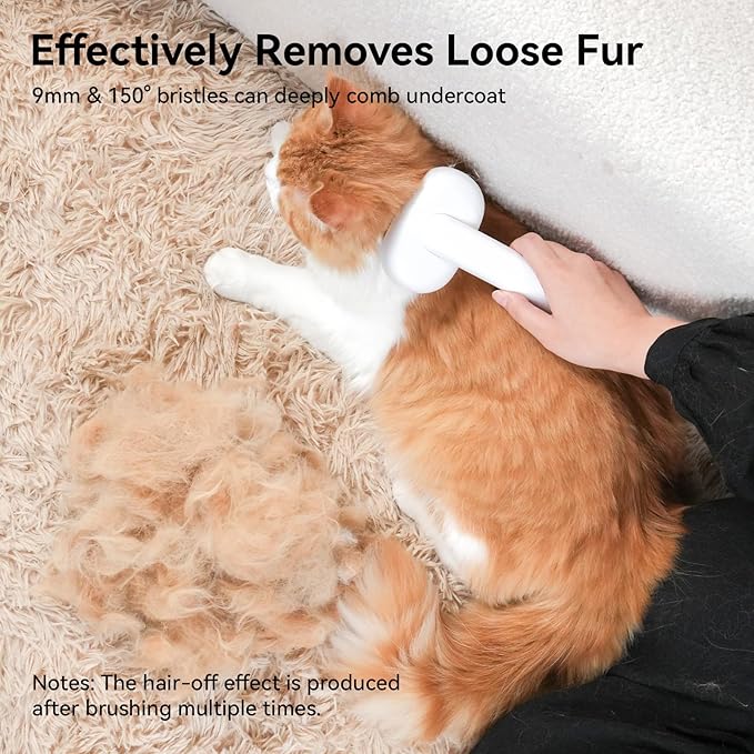 aumuca Cat Brush for Shedding, Cat Brushes for Indoor Cats, Cat Brush for Long or Short Haired Cats, Cat Hair Brush Cat Grooming Deshedding Brush for Dog Kitten Rabbit Massage Removes Loose Fur, White - PAWPICO