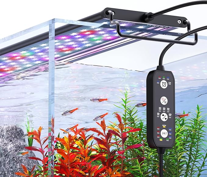 24/7 Mode LED Aquarium Light for Plants-Sunrise-Daylight-Moonlight Mode, Fish Tank Light with Auto On/Off, 7 Colors, Adjustable Timer/Brightness for 30 Inch to 36 Inch Freshwater Tank, 24W SEAOURA