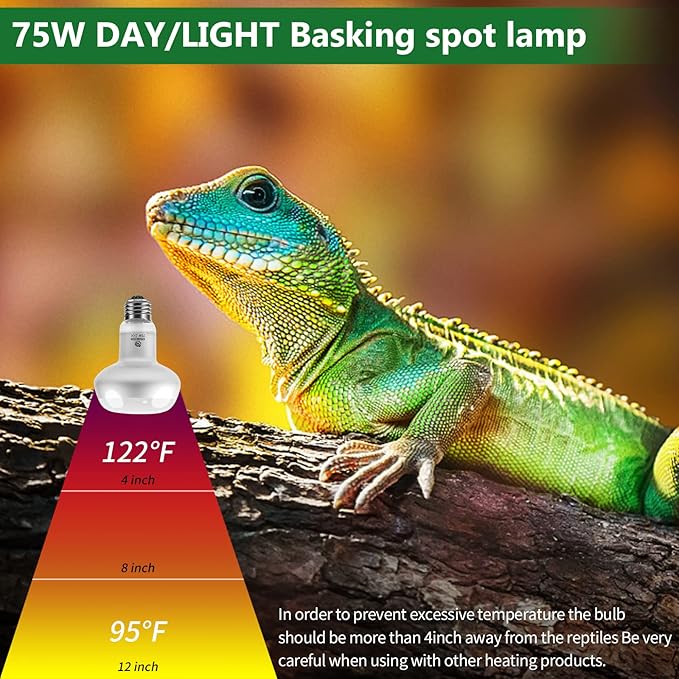 Intense Reptile Heat Lamp Bulbs - 100W 4 Pack, Reptiles & Amphibians UVA Basking Spot Lamp Bulb,Simulate Natural Sunlight Reptile Daylight Heat Bulb for Bearded Dragon, Snake REPTIHOME