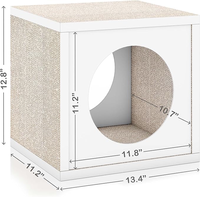 Way Basics Cat Scratching Post House Cube Scratcher (Tool-Free Assembly) - PAWPICO