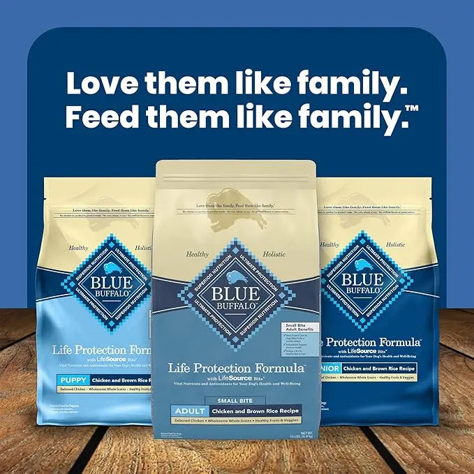 Blue Buffalo Life Protection Formula Adult Small Bite Dry Dog Food, Helps Build and Maintain Strong Muscles, Made with Natural Ingredients, Chicken & Brown Rice Recipe, 15-lb. Bag - PAWPICO
