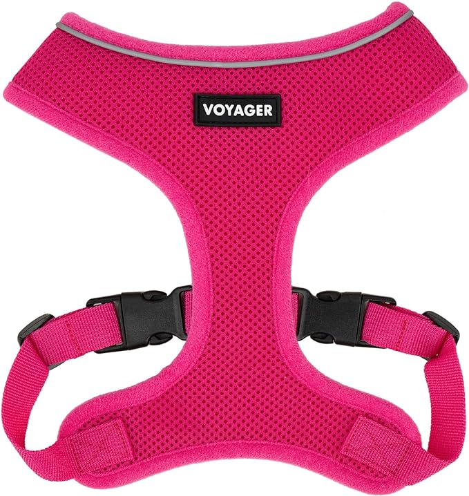 Voyager Aerolite No Pull Mesh Dog Harness with Lightweight, Soft, Breathable, Reflective Stitching, and Adjustable Straps for Walking, Running, Training, Heavy Duty and Durable - Fuchsia, M BestPetSuppliesLLC