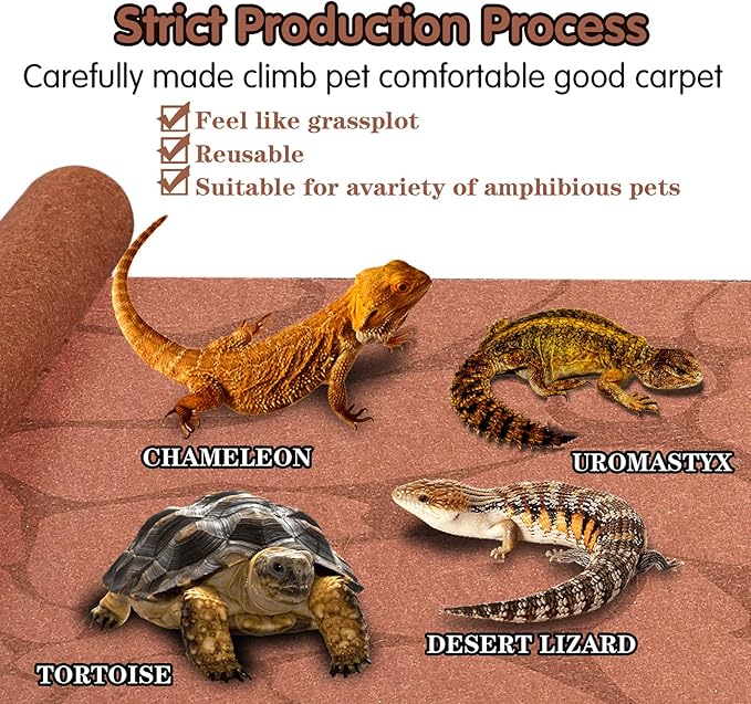 2PCS 21.5 x 11.5in Reptile Carpet 10Gallon,Pet Terrarium Liner,Reptiles Cage Mat/Substratefor Snakes, Chameleons, Geckos ands Kitchen Use with Tweezers Feeding Tongs bestchoiceforyourreptiles