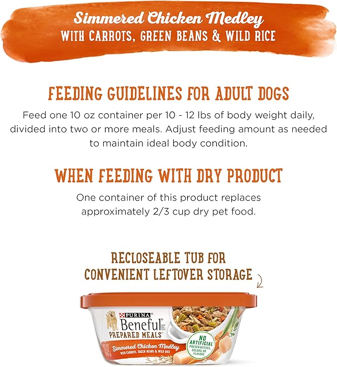 Beneful Purina Gravy Wet Dog Food, Prepared Meals Simmered Chicken Medley - (8) 10 oz. Tubs (Pack of 2) - PAWPICO