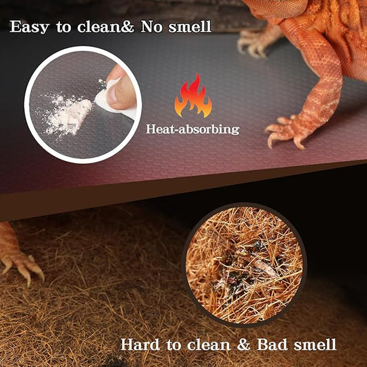 Bearded Dragon Tank Accessories, Reptile Mat, Reptile Terrarium Substrate Liner for Leopard Gecko, Lizard, Snake, Tortoise, Iguana Non-Adhesive Reptile Flooring (18"x72" Grey) zunzingy
