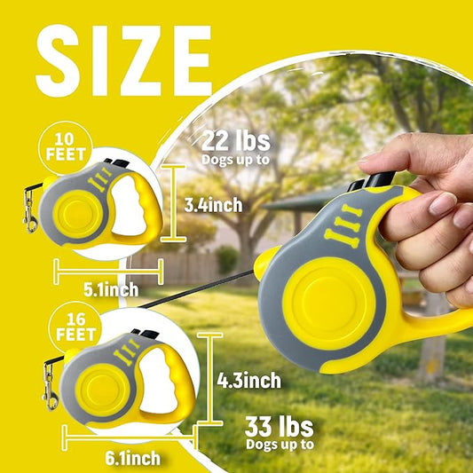 Retractable Dog Leash Automatic Telescopic Tractor Dog Tape, Pet Tape 10/16 FT Durable and Convenient, with Non-Slip Handle, Suitable for Small and Medium-Sized Dogs - PAWPICO