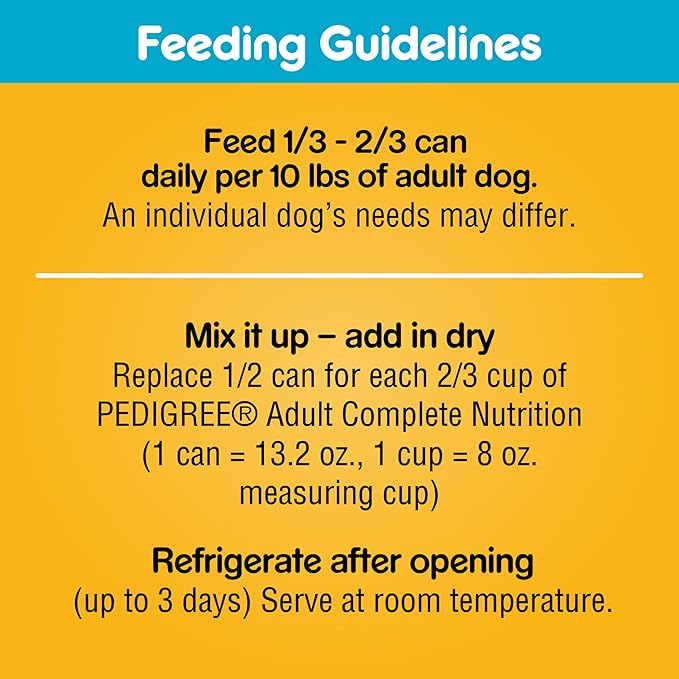 PEDIGREE CHOPPED GROUND DINNER Adult Canned Soft Wet Dog Food, T-Bone Steak Flavor, 13.2 oz. Cans (Pack of 12) - PAWPICO