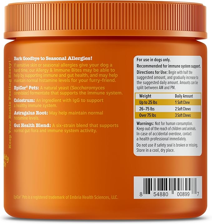 Zesty Paws Dog Allergy Relief- Dog Itching Skin Relief- Dog Probiotics for Itchy Skin and Itchy Ears- Dog Allergy Paw Relief- Dog Allergy Chews- Dog Itch Relief- Dog Skin Allergy Relief- Salmon- 90ct ZestyPaws