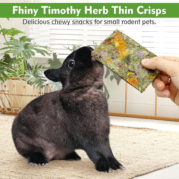 Fhiny 12 PCS Rabbit Timothy Hay Chips Toys, Natural Bunny Molar Treats with Herbal Flowers Rabbit Chew Toys for Teeth Small Animal Snacks for Rats Chinchillas Guinea Pigs Hamsters Fhiny