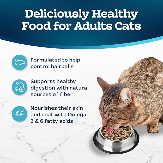 Blue Buffalo Tastefuls Adult Hairball Care Dry Cat Food, Made in the USA with Natural Ingredients, Chicken & Brown Rice Recipe, 3-lb. Bag - PAWPICO