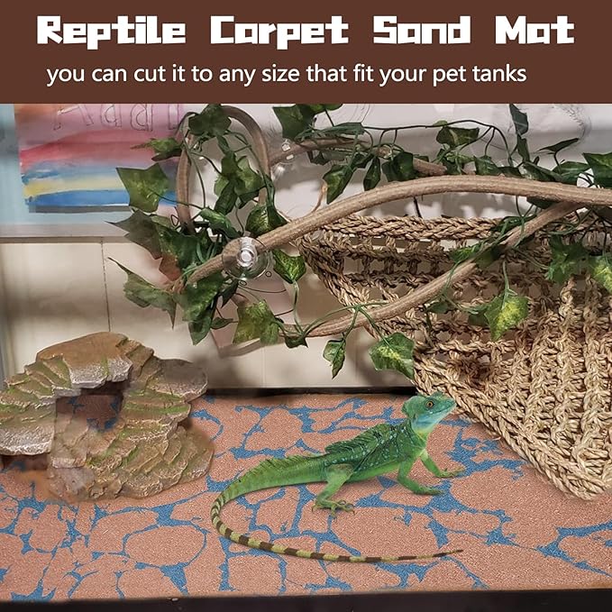 BNOSDM Reptile Carpet Pet Desert Mat Terrarium Liner Bedding Mats Reversible Substrate for Lizard Gecko Tortoise Snake Chameleon Bearded Dragon 39.3x19.6IN BNOSDM