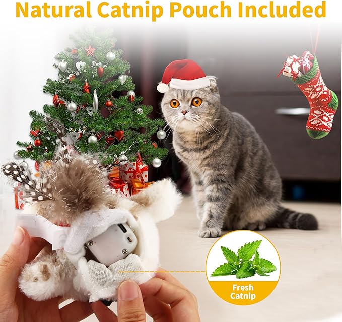Gigwi Interactive Cat Toys for Indoor Cats, Flapping and Chirping Catnip Toys for Cat Exercise, Automatic Cat Toy with Beating Wings & Real Feather Tail, Rechargeable Cat Kicker Toy Prince - PAWPICO