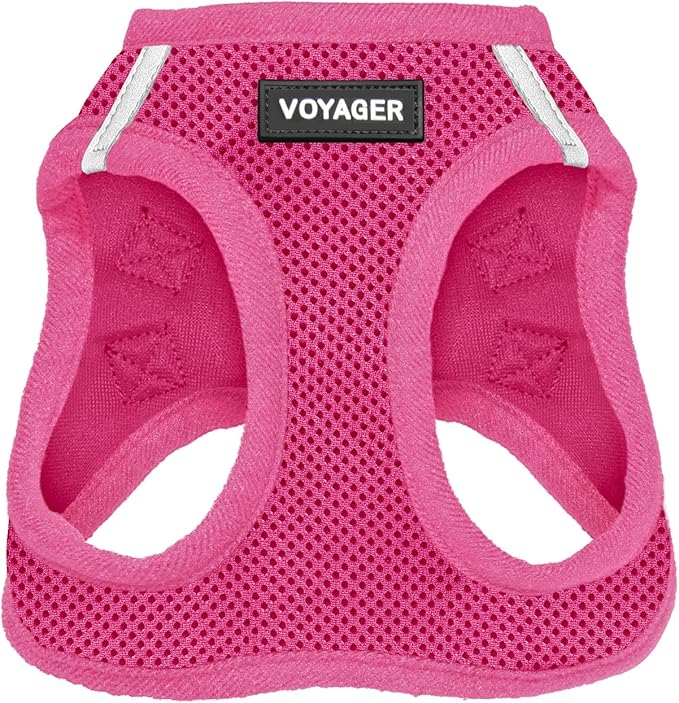 Voyager Step-in Air Dog Harness - All Weather Mesh, Reflective, No Pull Harness for Small, Medium Dogs, Cats - Secure with Hook & Loop Fastener, Buckle, Double D-Rings - Fuchsia, M BestPetSuppliesLLC