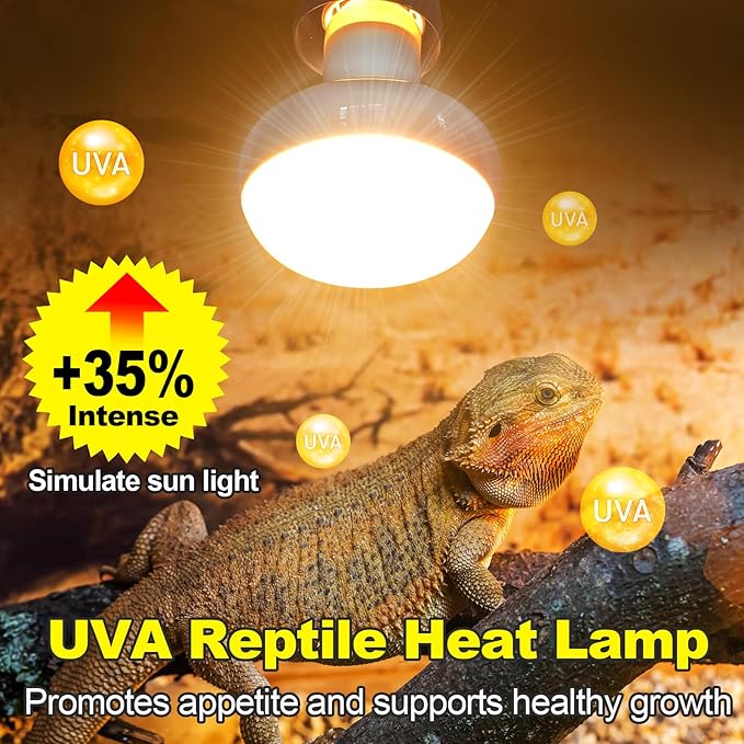 MIXJOY 100W Reptile Heat Lamp Bulb Combo, 2PCS Day & Night Reptile Heat Bulbs, UVA Daylight Intense Heat Basking Bulb Infrared Heat Light Bulb for Reptiles, Lizard, Tortoise, Bearded Dragon Chickens MIXJOY