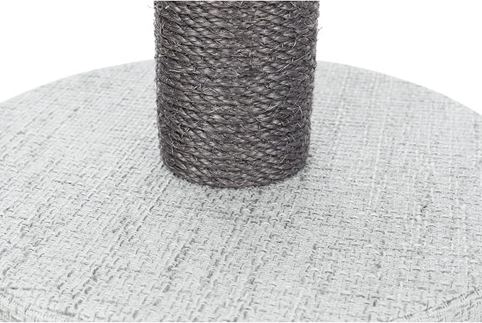 TRIXIE Pilar Cat Scratching Post 39.4 Inch - with Durable Sisal Rope (Gray) and Condo, Two Platforms, Top Platform with Backrest & Dangling Cat Toy - in Gray - PAWPICO