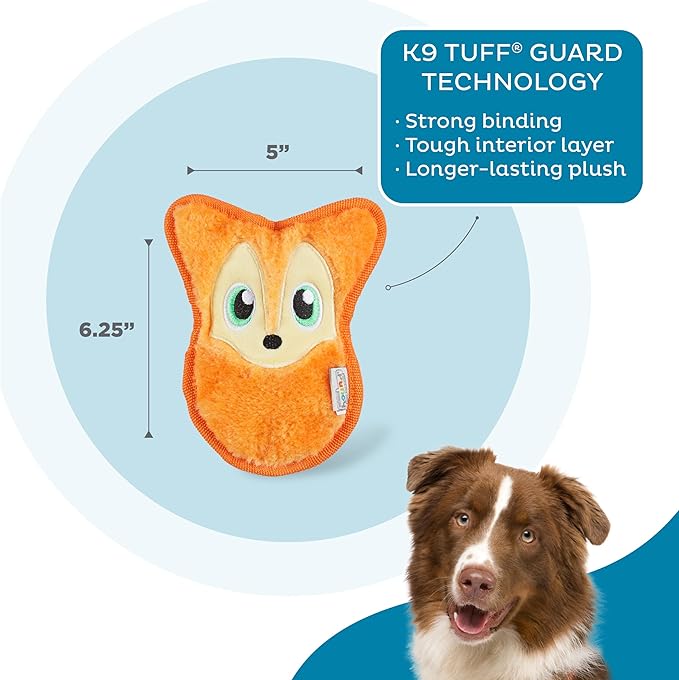 Outward Hound Durablez Tough Plush Squeaky Dog Toy, Fox, Orange, XS - PAWPICO