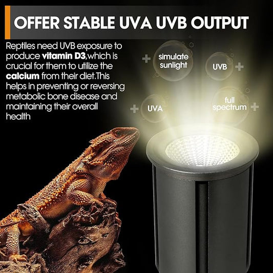 Premium UVB Reptile Light Full Spectrum for Optimal Calcium Metabolism,Desert 10.0 Bulb 3W UVA UVB Ideal for Desert-Dwelling Reptiles Bearded Dragons Tortoises GeeKoit