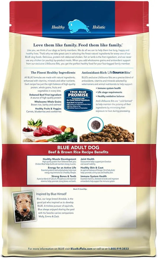 Blue Buffalo Life Protection Formula Adult Dry Dog Food, Helps Build and Maintain Strong Muscles, Made with Natural Ingredients, Beef & Brown Rice Recipe, 30-lb. Bag - PAWPICO
