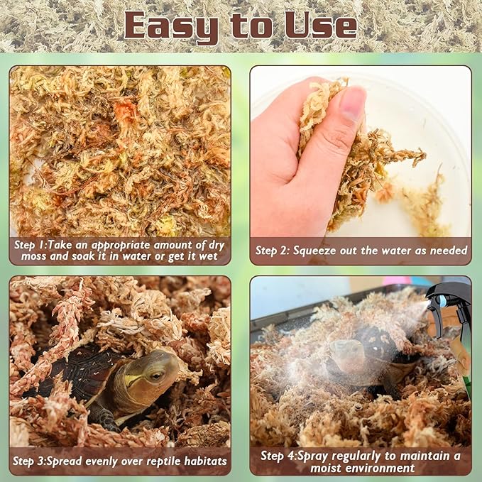 ZeeDix 1.1LBS Sphagnum Moss for Reptiles, 25QT Premium Dried Moss for Terrarium Long Fibered Leopard Gecko Moss Natural Sphagnum Peat Moss Bedding for Frogs Anoles Snake Turtle Plants ZeeDix