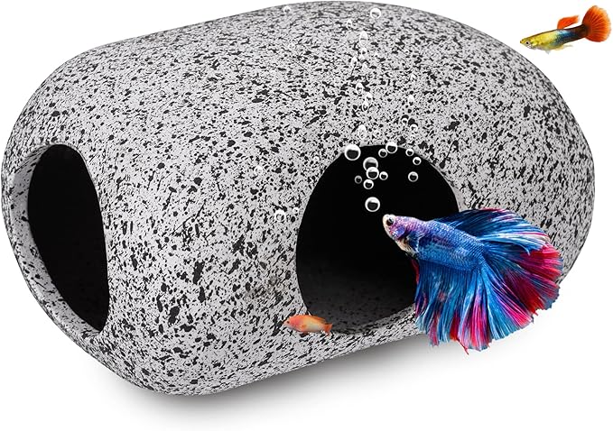 Aquarium Decorations Cave Fish Tank Accessories Rock Decor for Shrimp Cichlid Hiding Breeding Small Fish Bowl Hide Decoration Betta Toys Hideout Stones House(Small) Ameliade