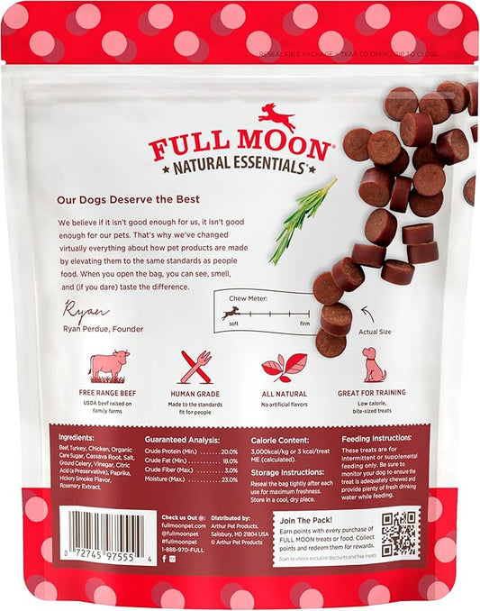 Full Moon All Natural Human Grade Dog Treats, Essential Beef Savory Bites, 14 Ounce - PAWPICO