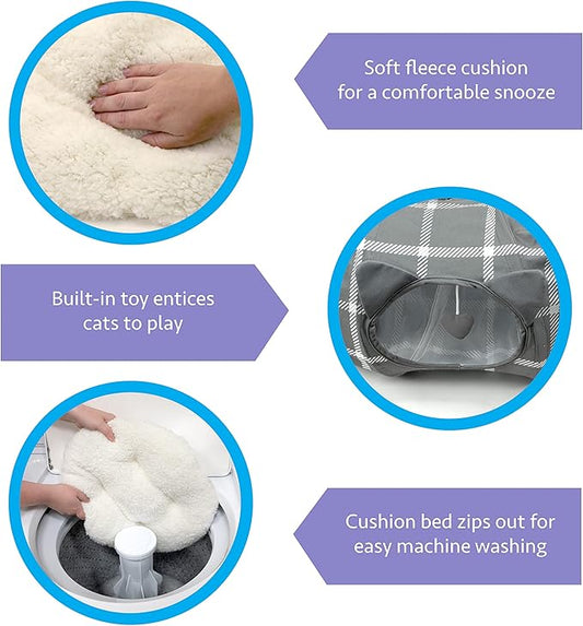 Kitty City Large Cat Tunnel Bed, Cat Bed, Pop Up Bed, Cat Toys, Gray - PAWPICO