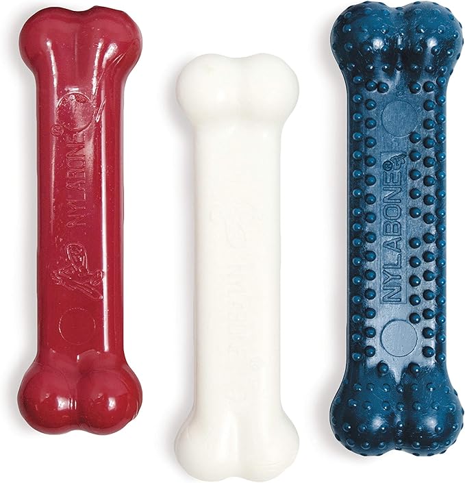 Nylabone Power Chew Classic Bone Chew Toy for Dogs, Durable Dog Toys for Aggressive Chewers, Variety Pack, Regular - Up to 25 Ibs. (3 Count) - PAWPICO